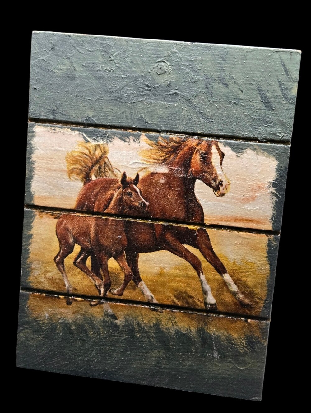 "5/$40" Handpainted Horse Mare/Foal 8x6" Freestanding Or Wall Art